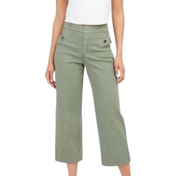 Spanx Stretch‎ Twill Cropped Wide Leg Pant Light Sage Green Size Small - Picture 10 of 10